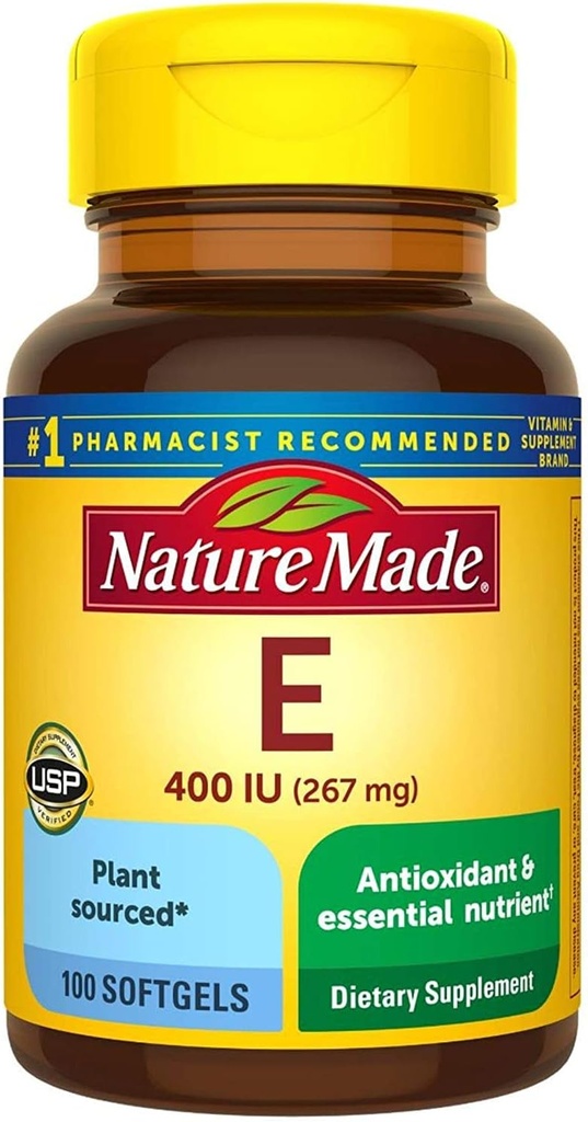 天然制维生素E 400 I.U.Softgels 100 ea (Pack of 2)