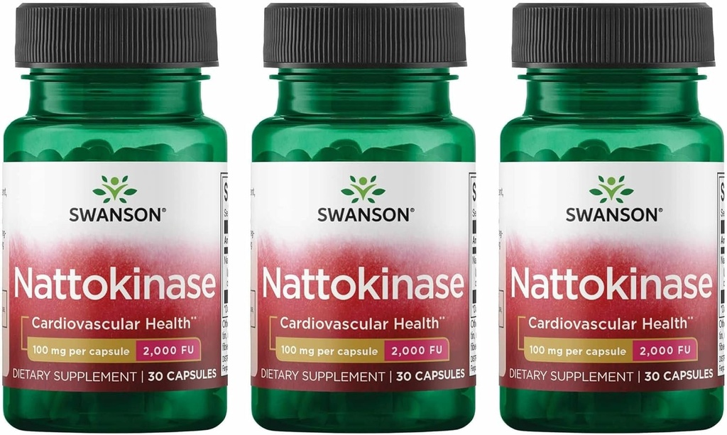 Swanson Nattokinase 2000 纤维分析单元 100 毫克 30 Capsules 酶(3 Pack)