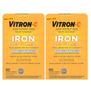 Vitron-C 铁的补编,Once Daily,高能铁加维生素C,支持红血球生产,Dye自由片,60 Counter,2 Pack
