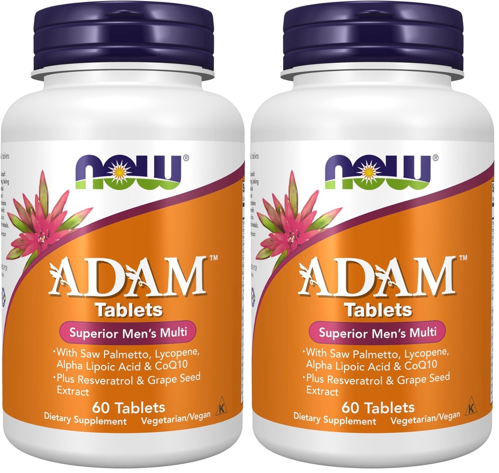 现在的补编,ADAMTM Men's multivitamin with Saw Palmetto, Lycopene, Alpha Lipoic Acid and CoQ10, Plus Natural Resveratrol & Grape种子提取, 60 平板电脑(2套)