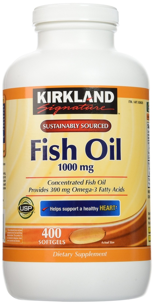 Kirkland 签名 天然鱼油 与 Omega-3 脂肪酸 - 400 软胶(包2)