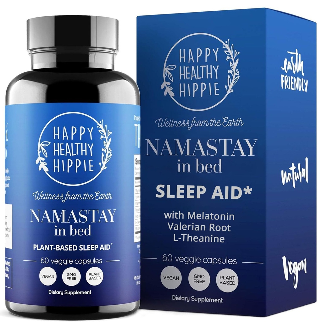 成人自然睡眠援助w/Low Dose Melatonin 0.5mg – Valerian root + 镁 Glycnit + L-Theanine 补充药, Chamomile → No Morning Grogginess → Non-Habit Forming → 植物类药丸, 60 Ct
