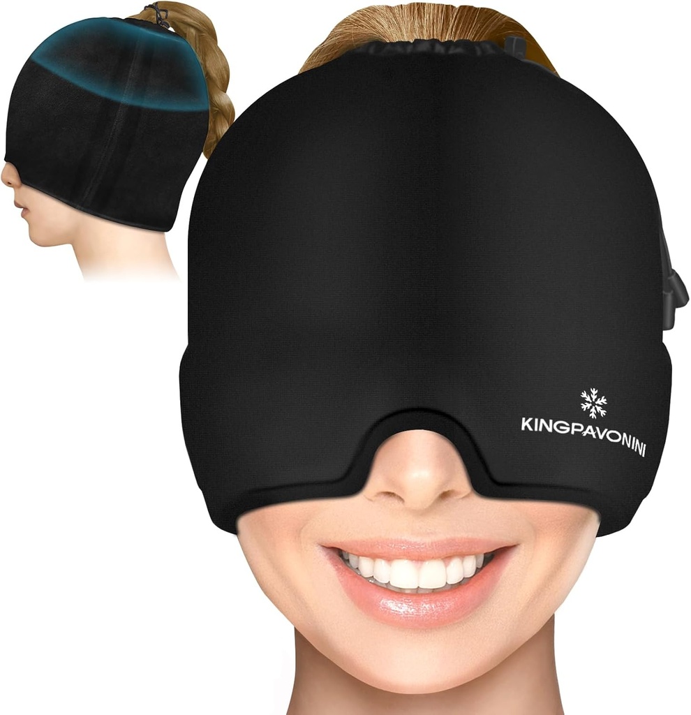 Gel Ice Migraine Heache Relief Cap,可调整的头痛 Cap Migraine with Drawstring with All Heads, 冷压缩 Migraine Relief Cap for 张力, 压力, 辛纳斯, 普菲眼, 热/冷疗法