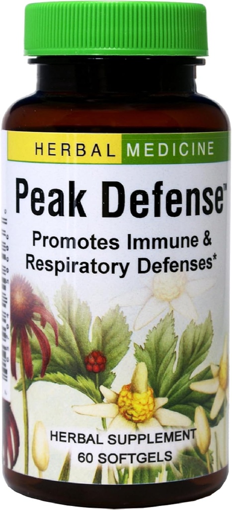 Herbs Etc. Peak Defense - 支持健康呼吸系统 - 支持免疫健康的草药补充剂 - 成人生命支持补充剂 - Gluten-free - 60 Softgels (60 services)