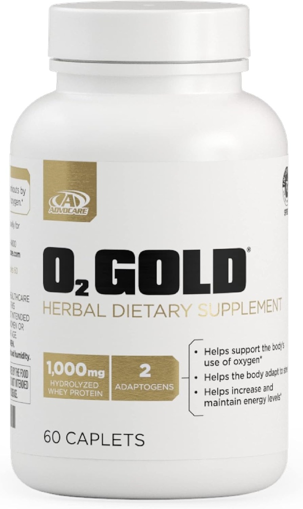AdvoCare O2 Gold - 配有Rhodiola Rosea Rosea Root & Hydrolyzed Whey蛋白的血液氧化物补充剂 - 支持能源* - 60个卡片