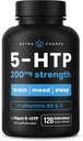 NutraChamps 5-HTP 200mg, 120 Vegan Capsules, Pure 5HTP 100mg Plus 共因子维生素B6和维生素C