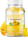 不含糖的Glucosamine Chondroitin Gummys, 含有Chondroitin MSM & Elderberry & Turmeric 的超强1500mg Glucosamine, 男女联合支助补充 移动自由联合健康