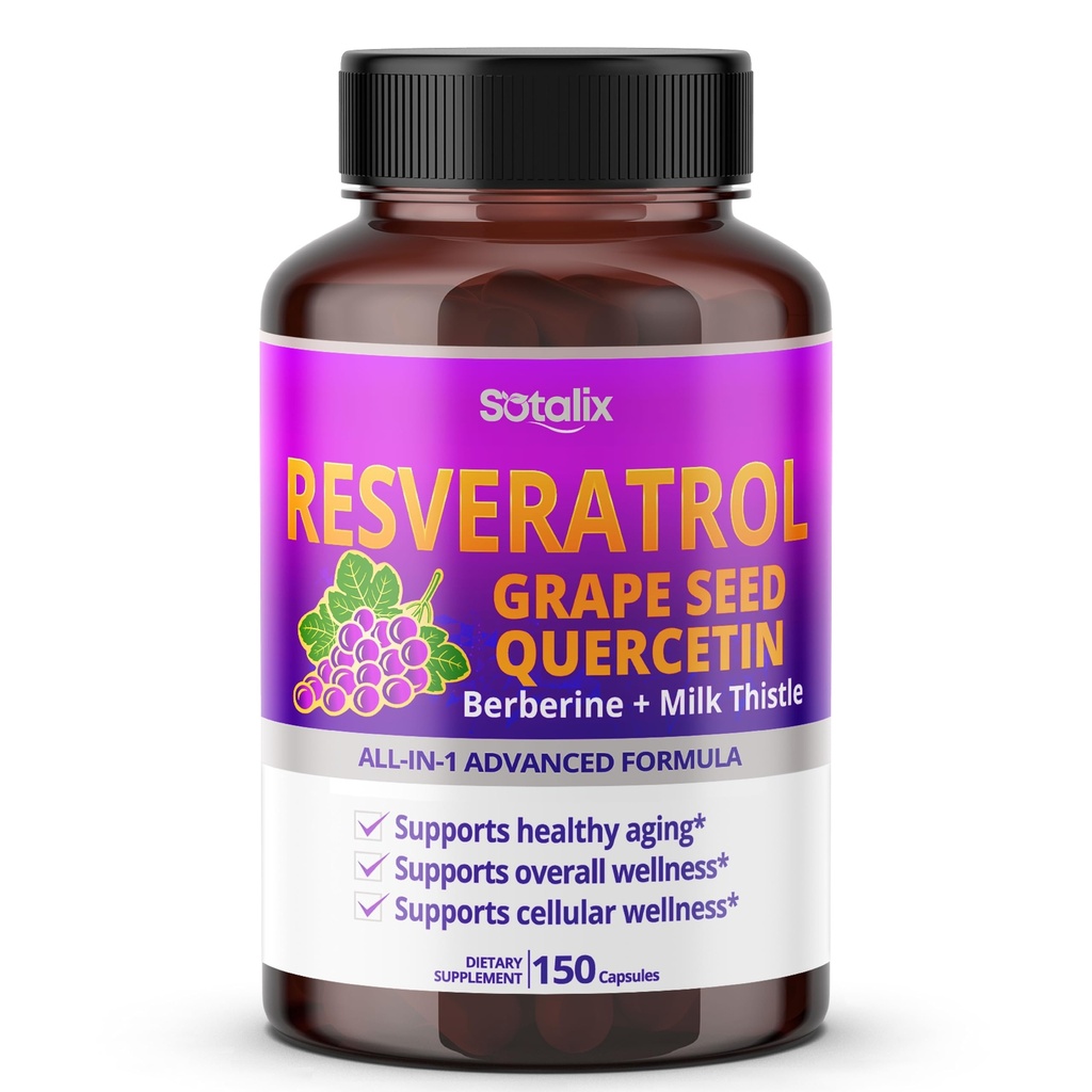 与葡萄种子 + Quercetin Berberine + 牛奶 硝酸盐 抗衰老 - 美国制造和试验(150天供应(一包))