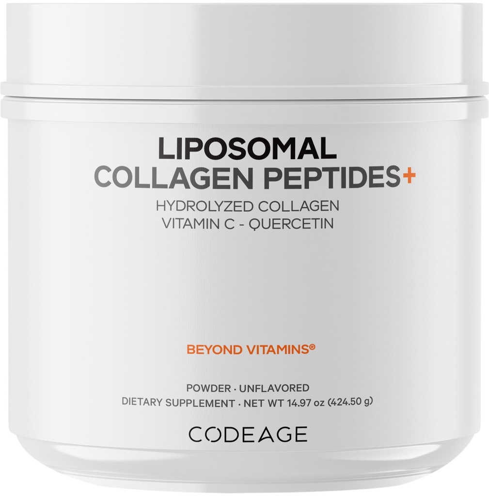 编码 Liposomal Collagen Peptides Powder + Vitamin C & Quercetin, Phospolipid Complex, Grass-Fed Pasture-Raized Hydrolyzed Collagen I & III 型全合一,非GMO, 14.97 oz