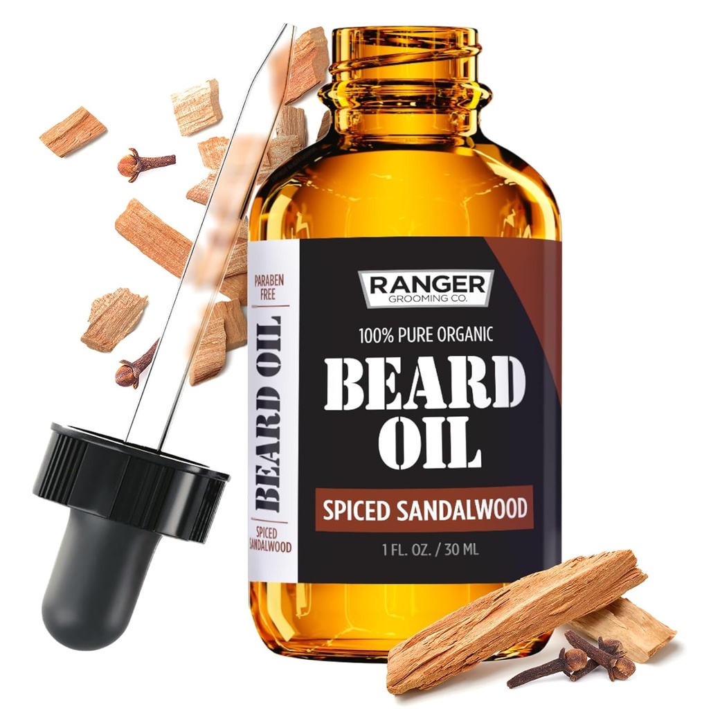 Leven Rose Spiced Sandalwood Beard 油脂和润滑油由游骑兵Groming Co公司提供,100%纯天然有机,用于制成的胡子、芥末和摩斯皮1 oz