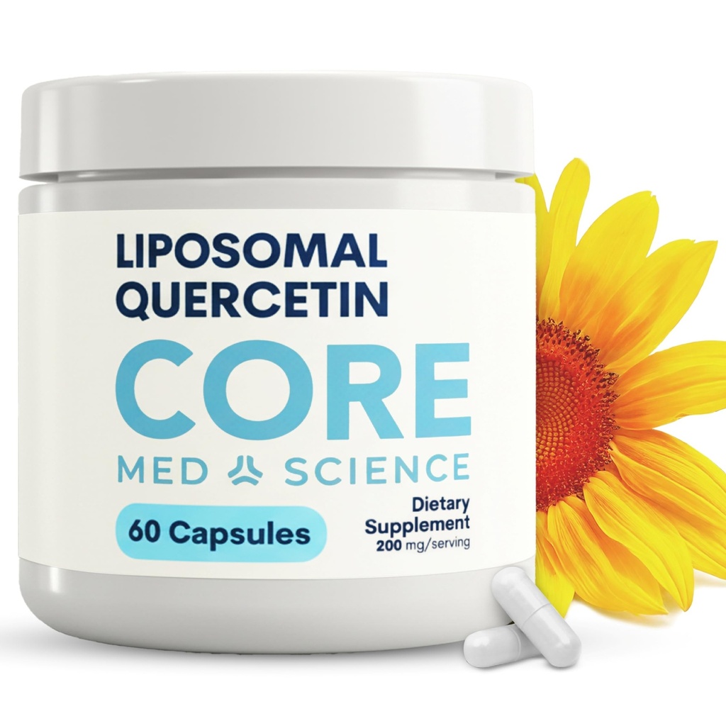 核心医学 Liposomal Quercetin, 200mg (60 Capsules) - Quercetin 补充支持维生素C和锌吸收 - 促进免疫系统与心脏健康,Gluten-Free & Dairy-Free