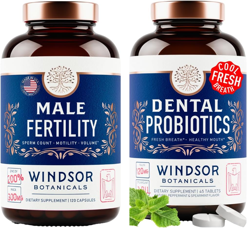 WINDSOR BOTANICALS 新鲜呼吸的男性生育率补充剂和口服抗生素 -- -- 男性健康包