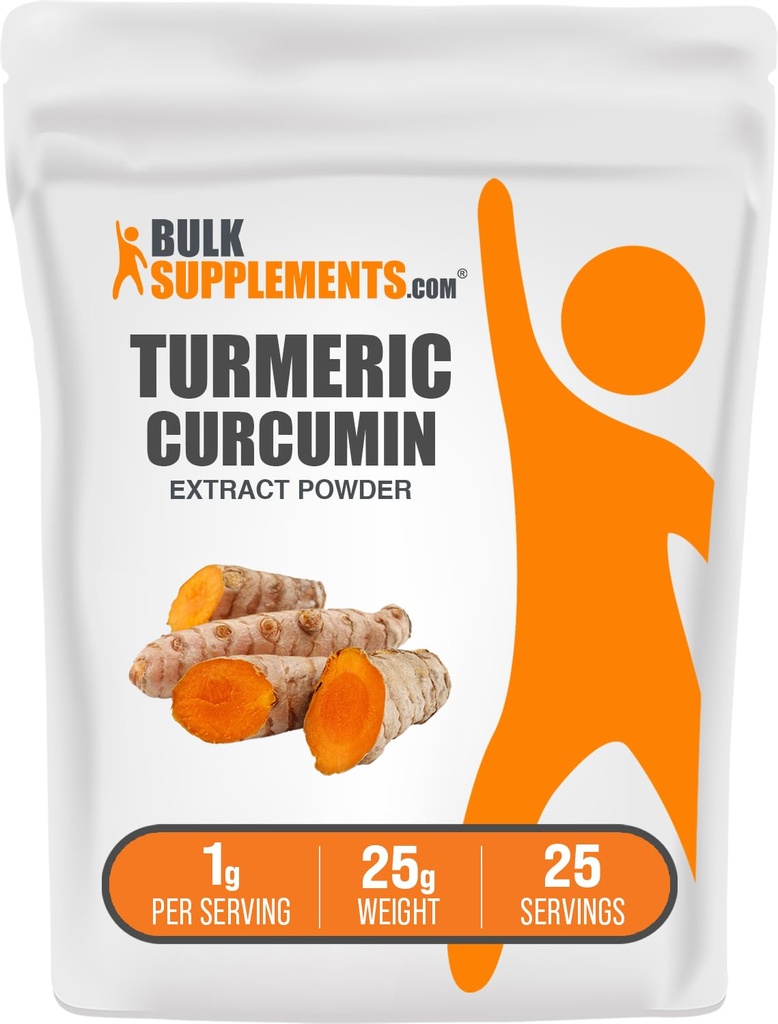 Bulk Assupports.com 涡轮提取粉末 - 从涡轮根, Curcumin 补充剂, Turmeric Curcumin Powder - Free, 1g / service, 25g (0.88 oz) (Pack of 1) 上.