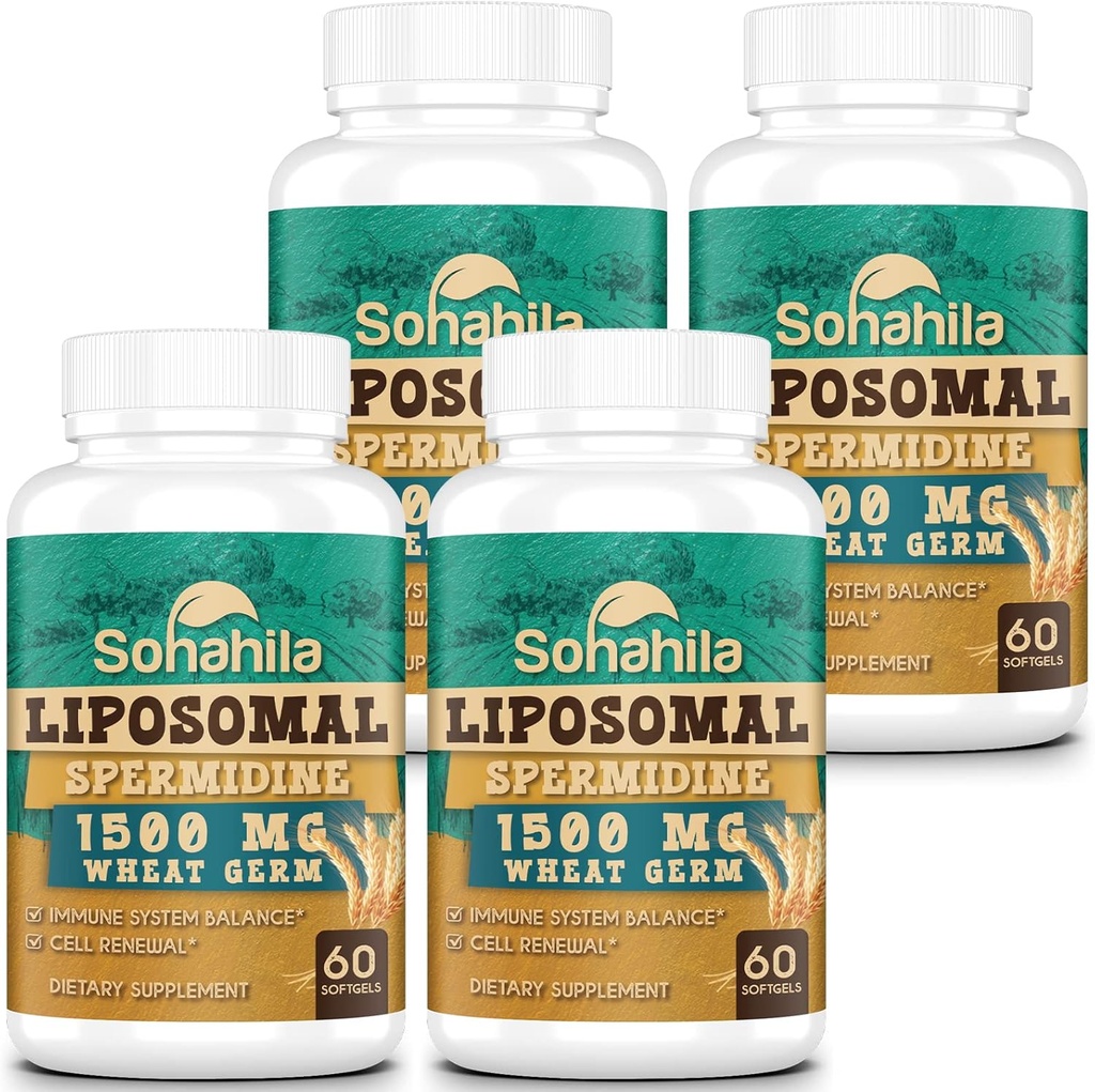 Spermidine Supplement 15 MG - 99% 纯度,高吸收度,1500 MG 发酵的麦芽革,配有 Zinc & Thiamin, Spermidine for Men & Women - 细胞更新,老化防御,能源,240软胶