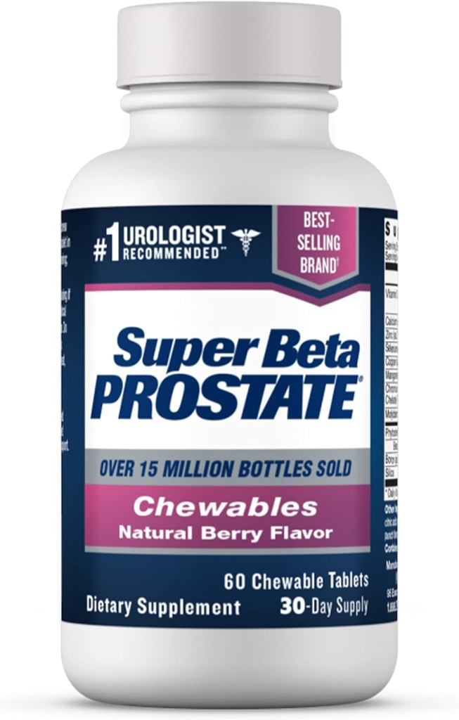 新生命力 Super Beta 前列腺胆汁 – 对男性健康的前列腺支持补充(60 Chews, 1瓶)