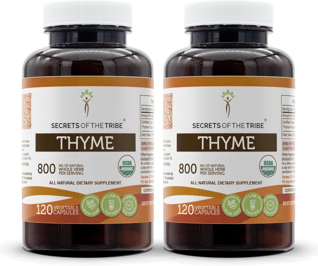 2x120 Capsules,用蔬菜Capsules和USDA有机Thymus Vulgaris Toni效应(2x120 Capsules)制成
