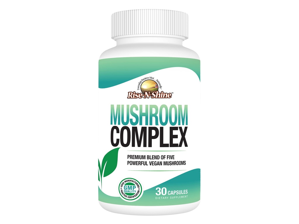 明亮和焦点的升起-N-阳光蘑菇复合物补充品-Immune Support w/Lion's Mane, Reishi,Mushroom,Chaga,Maitake & Shishitake Mushroom - 30天供应-30卡普尔