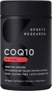 体育研究 CoQ10(100mg) 增强w/椰油和生物丙烯(黑椒) 更好的吸收 | Vegan,非GMO 验证(30 Veggie Softgels)