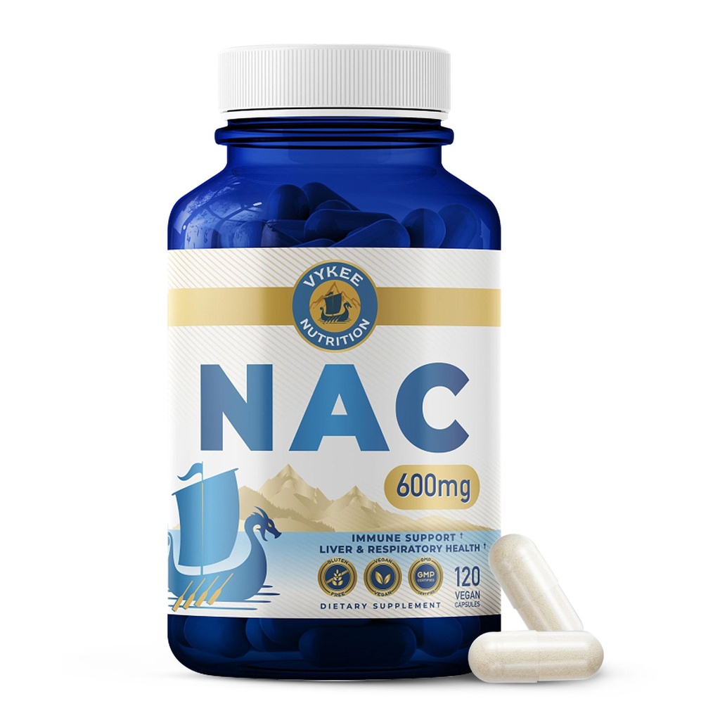 Vykee营养 NAC Capsules 600 mg N 乙酰L Cysteine - 肝脏健康支持和免疫平衡的每日NAC补充 - Vegan Non-GMO - 120 Capsules