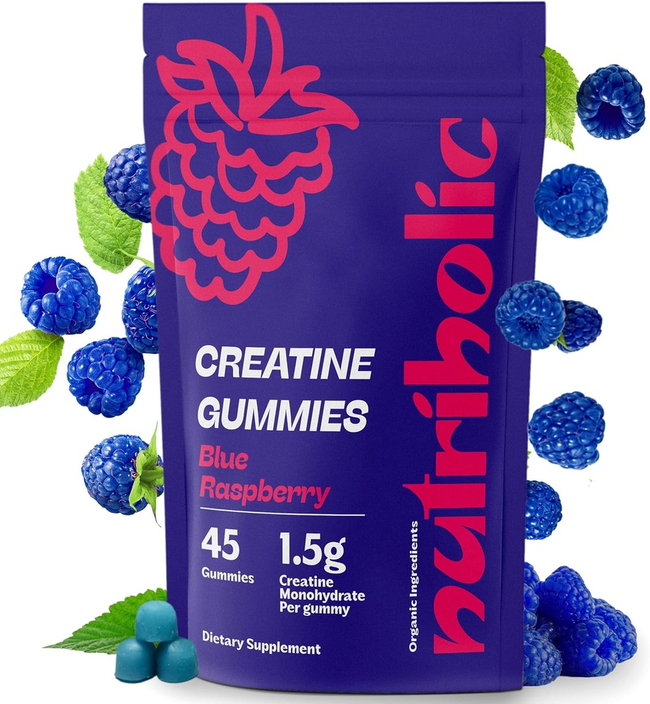Creatine Monohydrate Gummys for Men and Women - Easy to Digest, Vegan, Gluten-Free, Non-GMO, 每古米1.5克Creatine - 45cmt(45个伯爵,蓝树莓)