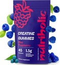 Creatine Monohydrate Gummys for Men and Women - Easy to Digest, Vegan, Gluten-Free, Non-GMO, 每古米1.5克Creatine - 45cmt(45个伯爵,蓝树莓)