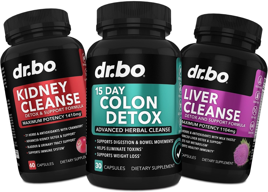 Colon, Kidney & Liver Cleanse Detox Support Supports - 15天肠道清洁药丸和用于布洛特和每日便秘的Probiotics - 帮助Bladder控制, Urinary Tract & Gallbladder 健康