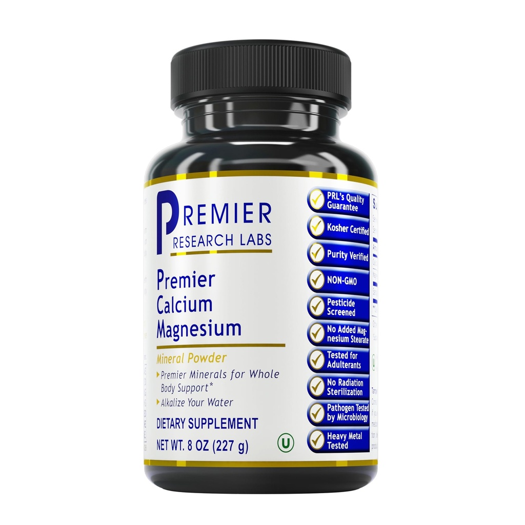 Prime Research Labs Calcium 镁粉 - 天然珊瑚钙粉促进骨质健康,与水混合用于Alkaline PH平衡 - 8 oz
