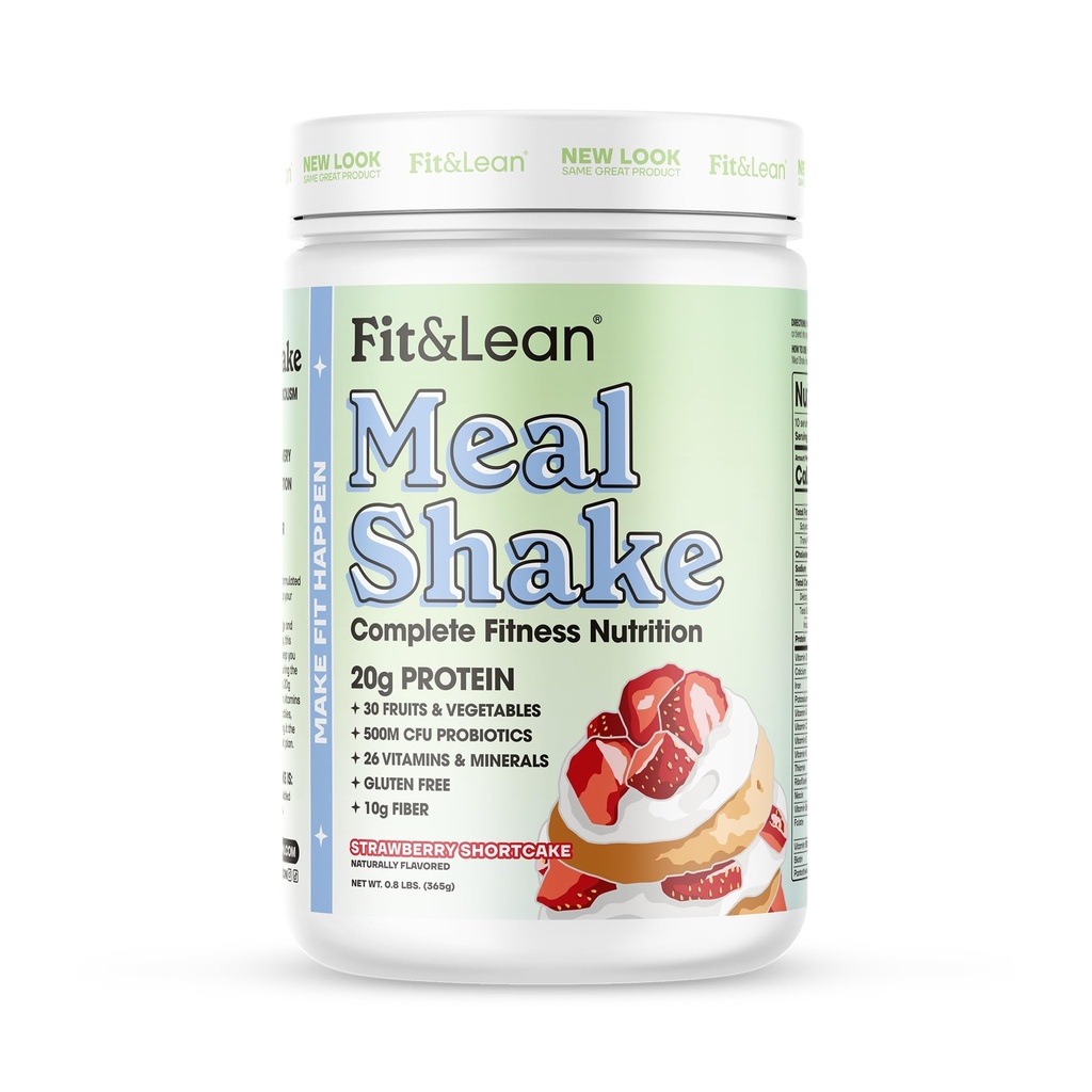Fit & Lean Meal Shake, Fat 燃烧用餐替代、蛋白质、纤维、防腐剂、草莓短饼,0.8磅(365克),10 每容器服务
