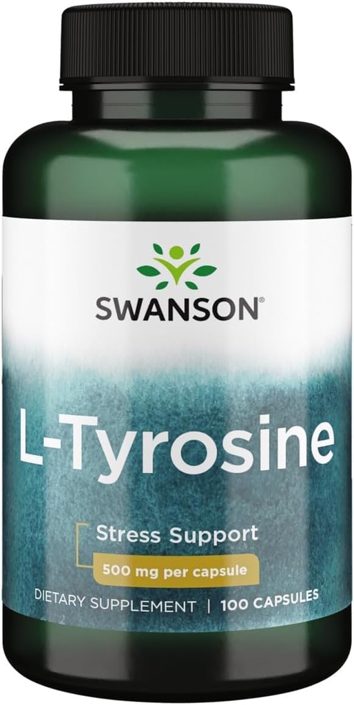 Swanson L-Tyrosine - 促进压力支持、认知功能和精神清晰度的氨基酸补充剂 -- -- 帮助支持整体脑健康 -- -- (100卡普勒,每卡500毫克)