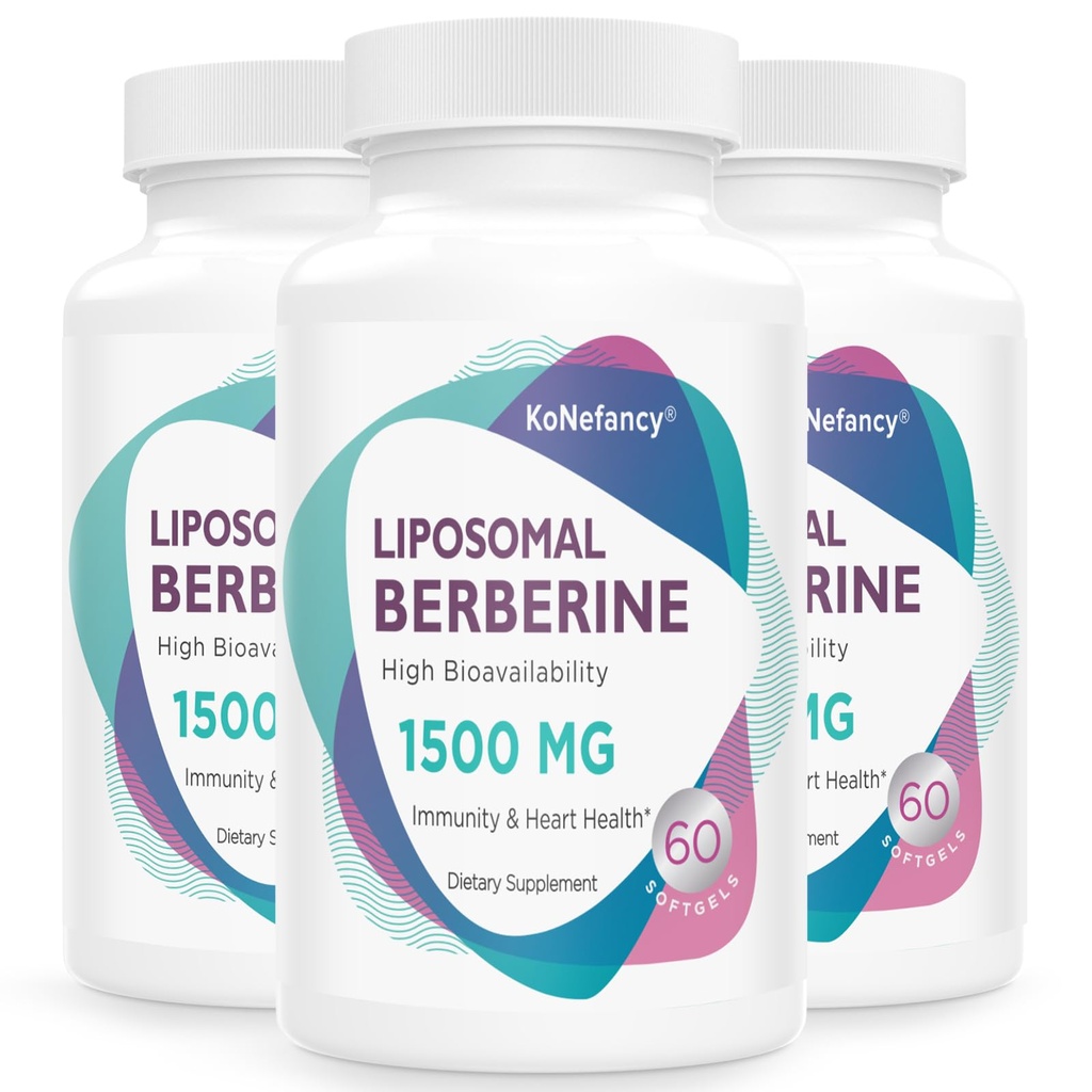 Berberine HCL 补充剂 1500mg - 男女高生物利用率 Liposomal Berberine Capsules, AMPK 心血管健康激活器,无糖,非GMO,180软胶