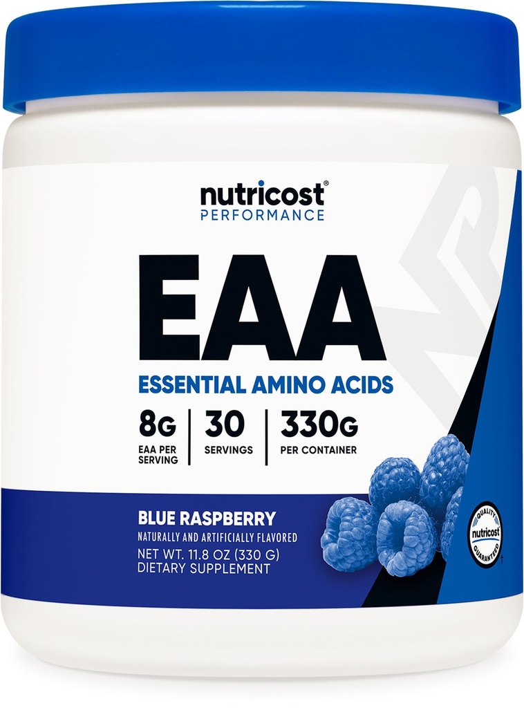 营养成本 EAA 粉末 30 服务(蓝莓) - 基本氨基酸 - 非GMO, Gluten Free, 蔬菜友好