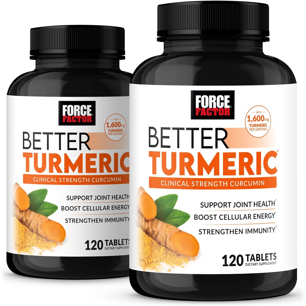 FORCE FACTOR 更好的Turmeric 2-Pack 联合支持 添加黑辣椒的HydroCurmeric Curcumin 临床强度联合支持 240平板,白包装