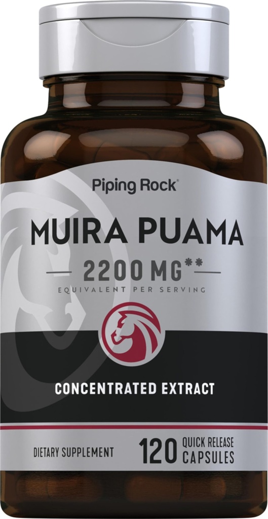 Pipping Rock Muira Puama 根提取 2200 mg → 120 capsules → 适用于男性和女性 → 非 GMO, Gluten 免费补充品
