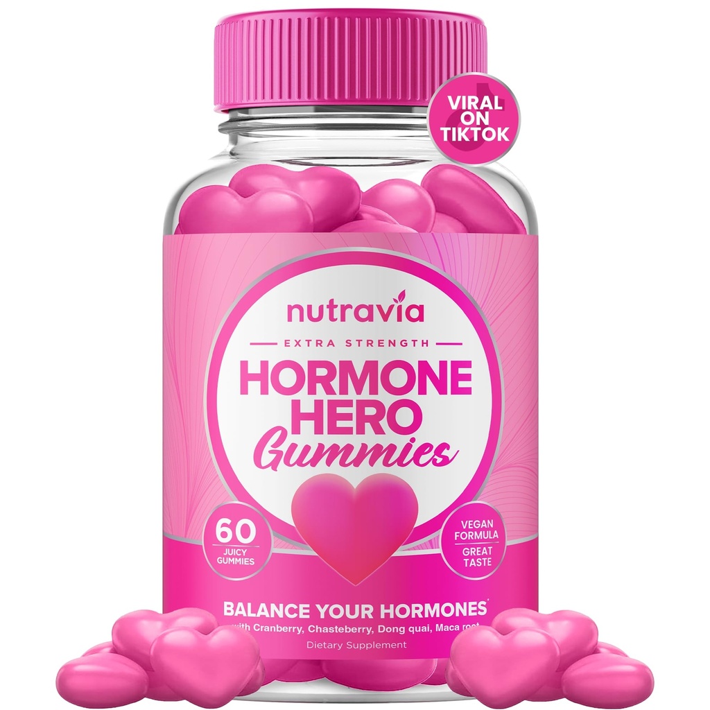 Hormone Balance for Women Gummys + PMS 救济补编 - 支持Mood Swings, Clear Skins, Creatd Cramps and Bloating - 荷尔蒙 PMS Gummys PCOS 维他命与 Cranberry, Dong Quai (60 Gummys)