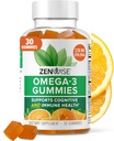 Zenwise Health Omega 3 Gummy 补充剂 - Burpless Omega 3 配以 DHA & EPA 脂肪酸促进免疫健康补充剂 - 源源不断的鱼油,法拉士种子油和维生素 E - 30 Gummys