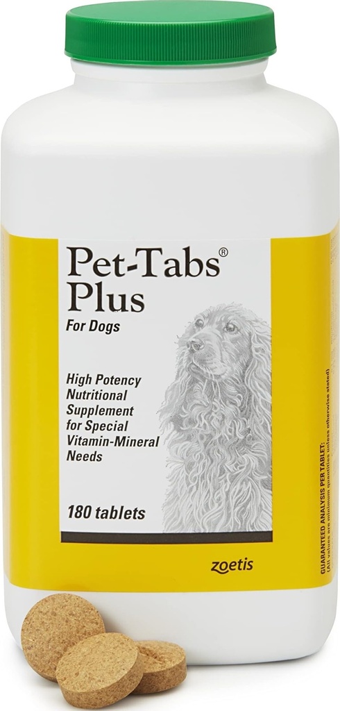 Pet-Tabs Plus 多维特敏和矿物质补充剂,供有特殊营养需要的狗使用,可切片,180瓶