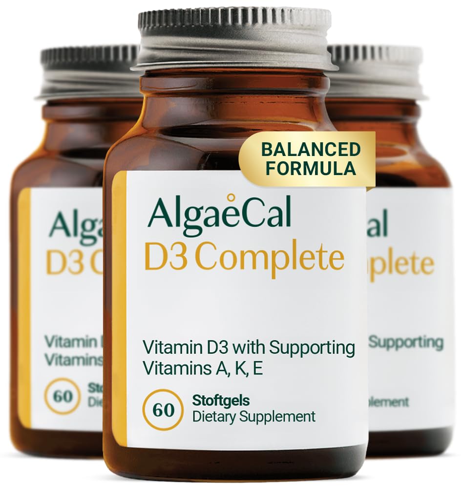 ALGAECAL 4-in-1 维生素 D3 K2 完成 - ADK 维生素补充,增强免疫支持和骨质健康与 D3 K2, A, & E - 全身健康与骨质强度,60易吞软胶