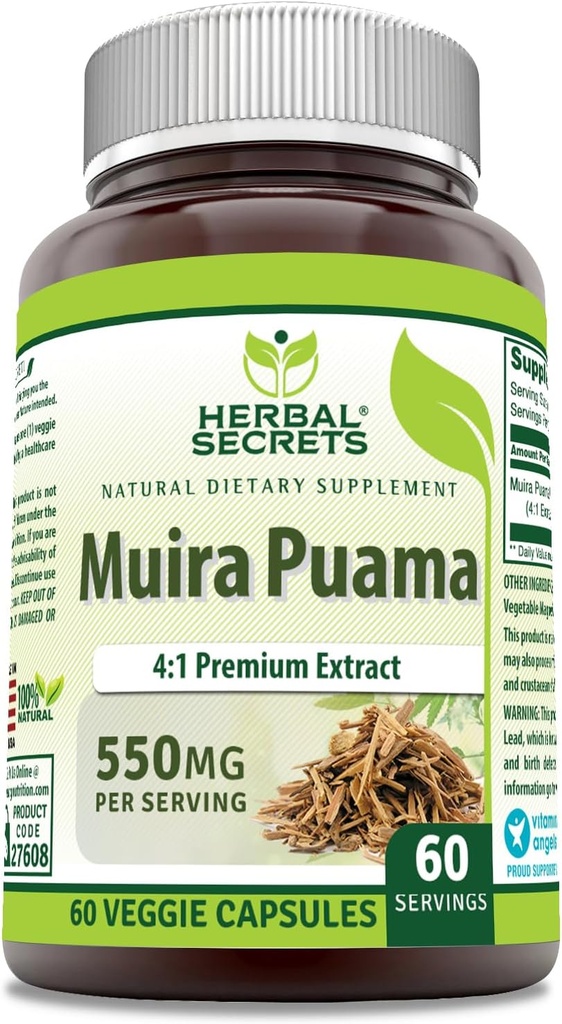 草药秘诀 Muira Puama 4:1 摘录补编 550 Mg | 60 Veggie Capsules | Non-GMO | Gluten Free | | |  USA  USA  USA  USA  USA  USA  USA