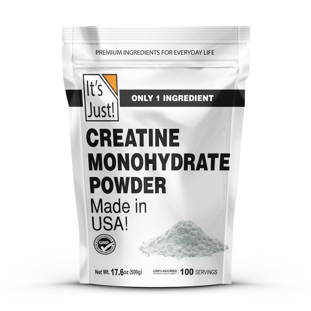 这是只是! - Creatine Monohydrate Powder,纯Creatine Powder,美国制造,第3党实验室测试,5g 个人服务,Scoop Inclumed,无填充器,无添加火焰(不受欢迎,500g/100名服务)