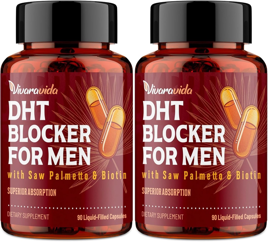 DHT 男子屏蔽剂 QQ 头发生长补充剂 Saw Palmetto & Biotin - 头发生长维生素 - 头发再生长 - 天然头发损失补充剂 液体填充剂 - 专有草药混合剂(180 Capsules)