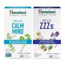 喜马拉雅 Hello Calm Mind with Bacopa for Relax, Focus and Community & Hello ZZZs with Melatonin for Sleep Support, 60 Capsules Each - Bundle (英语) (英语).