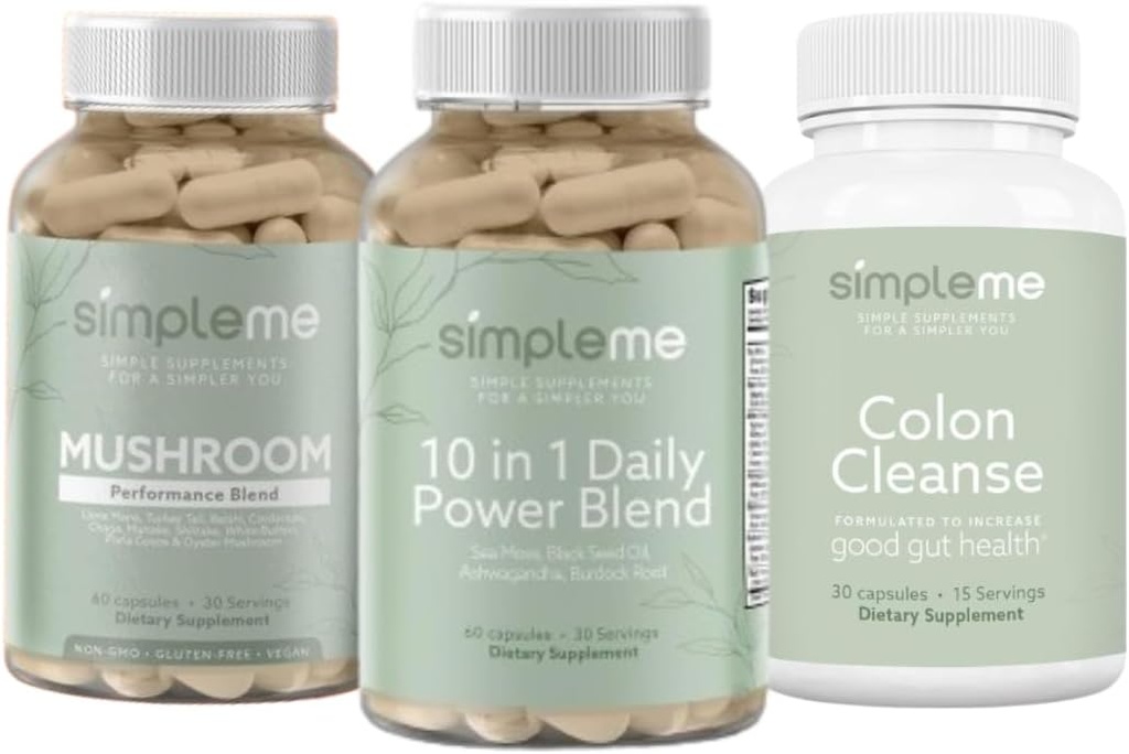 SIMPLEM Sea Moss Capsules 10 in 1 Power Blend and Colon Clean Cleanse Detox and 多蘑菇补充包 改善免疫健康