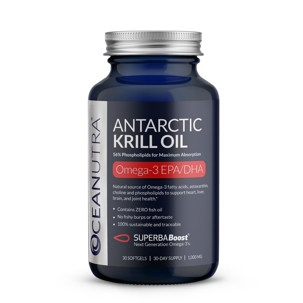 100%纯磷虾油1000mg,Omega 3,最高浓度 56% 磷脂、胆碱和Astaxanthin、可持续南极超级沼泽、DHA、EPA、心脏、脑、眼和皮肤护理、无鱼油