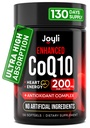 高吸收CoQ10 200MG - Co Q10,200mg 用于心脏健康与能源生产的软胶 - 加固Co Q10 与抗氧化剂和Flaxseed Oil-CoQ10 200 mg