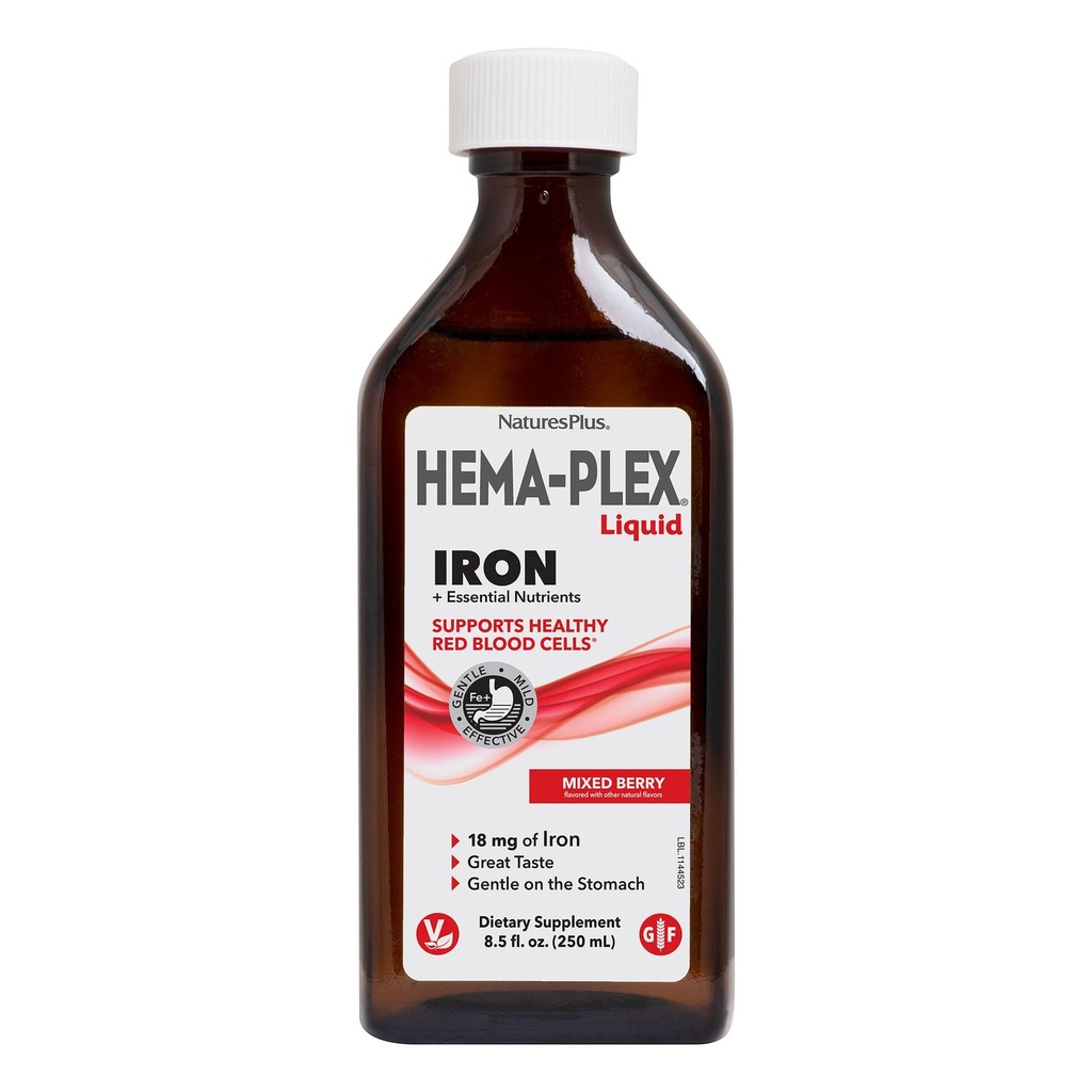NaturesPlus Hema-Plex 液态铁,混合莓-8.5 oz-铁与基本营养物 - Vegan, Gluten Free - 25 services