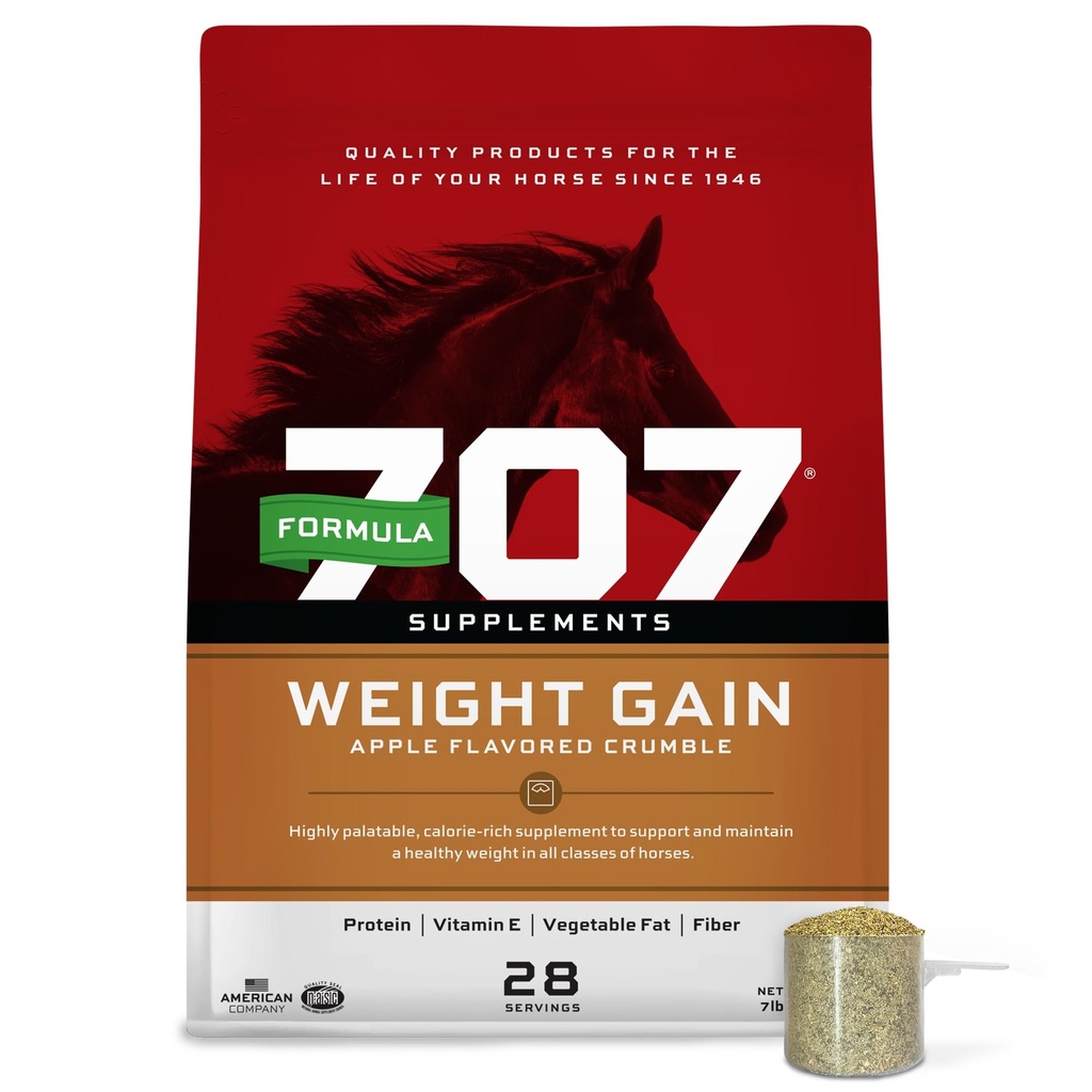 公式 707 重量增益 Crumble Equine 补充品, 7 lb Bag – Palatable, Calorie-Rich 对难养马和老马的营养支持
