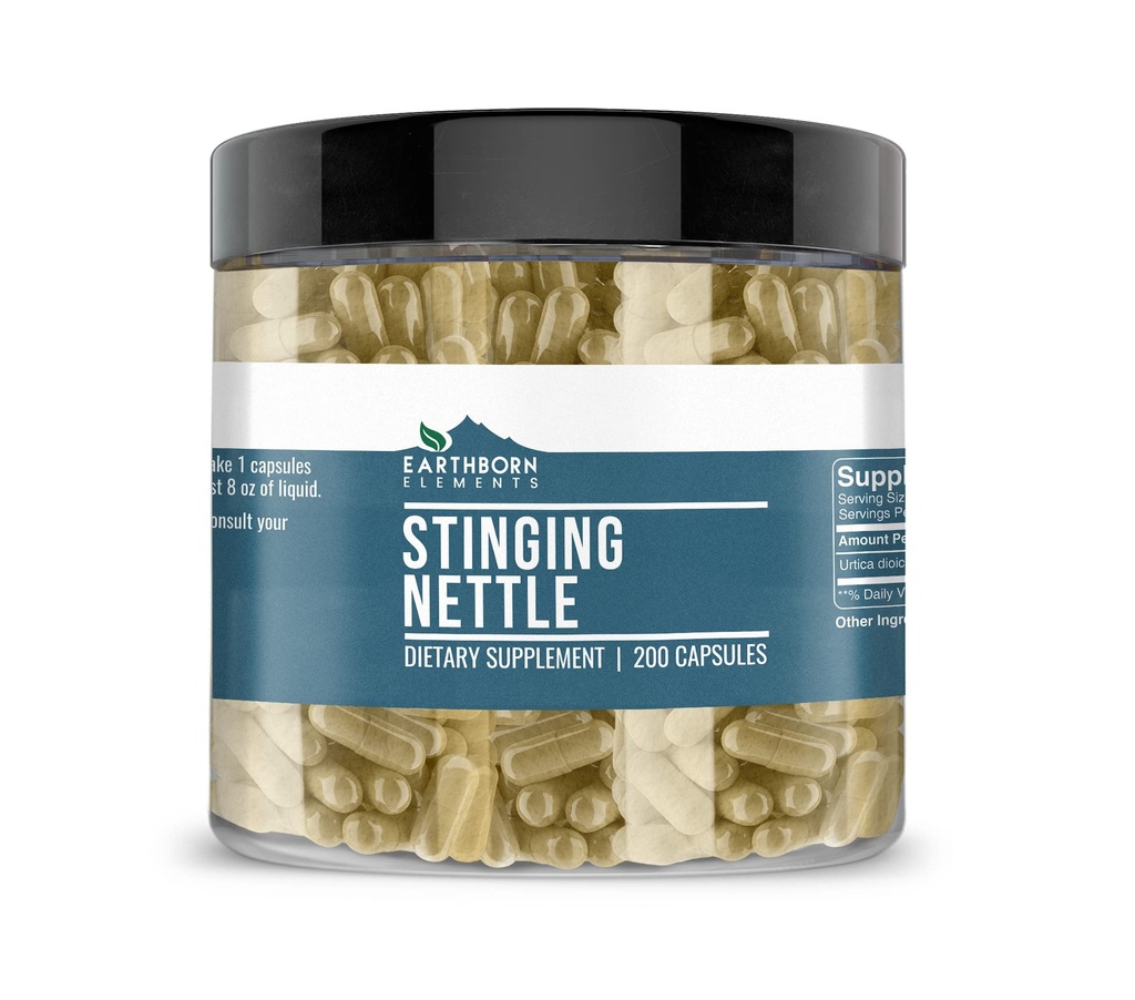 土生元素 Stinging Nettle Leaf 200 Capsules, 纯和未稀释, 无添加剂