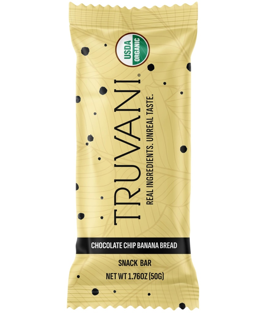 Truvani Plant Snack Bars 巧克力芯片香蕉面包 1 Pack 5g 蛋白质 USDA 有机和Vegan 独家酒吧 奶制品、大豆和Gluten 免费包装