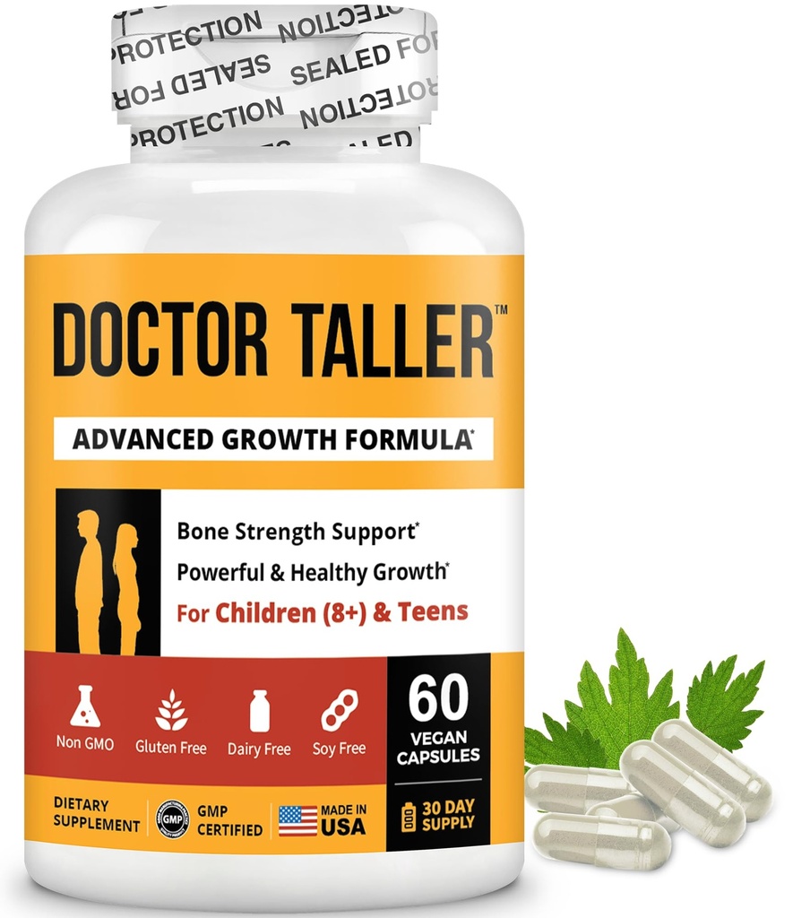 最佳医生Taller - 骨力支持,增强免疫系统 - Keto 配有钙,维生素D3,维生素K2,氨基酸和草药用于儿童(8+) - 60 Vegan Capsules → 1个月供应
