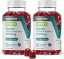 Viteey Biotin Gummys for Hair, Skin, and Nails 10,000mcg - 无糖 - 头发生长 Gummys, 健康皮肤 Glow, 强健健康 Nail 生长 - Vegan, Gluten Free, Gelatin Free - Tasty Berry Flavor